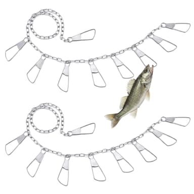 Otoolling 2 Pack Fishing Chain Stringers with Swiveled Moveable Snaps Fishing Threader Stainless Steel Fish Gear for Freshwater and Saltwater