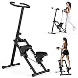 HIKEDIN Stair Stepper Vertical Stair Master with Optional Resistance Bands Adjustable Handlebar & Pedals Climber Exercise Machine for Full-Body Workout, New Version (Black)