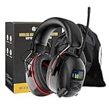 Bluetooth 5.4 Hearing Protection AM FM Radio Headphones with Digital Display, 30 SNR Noise Reduction Safety Earmuffs with Rechargeable 2000 mAh Large Battery, Ear Protector for Mowing Lawn Work
