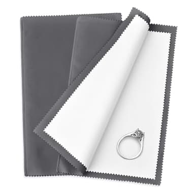 SEVENWELL 2pcs Jewelry Polishing Cleaning Cloth Large 10'' x 12'' for Sterling Silver Jewelry Gold, Diamond, Platinum, Precious Stones, Coins (Gray)