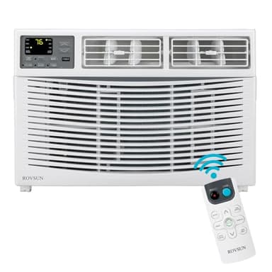 ROVSUN 18000 BTU Air Conditioner Window Unit, 3-in-1 Window AC Unit Cooler, Dehumidifier & Fan with Timer, Remote Control & Installation Kit, Cooling Rooms up to 1000 Sq. Ft, 230V/60Hz, White & Grey