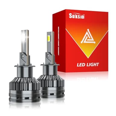 Suksio H1 LED Bulbs 60000LM Pure White 6000K Plug & Play IP68 Waterproof Fog Light, Pack of 2