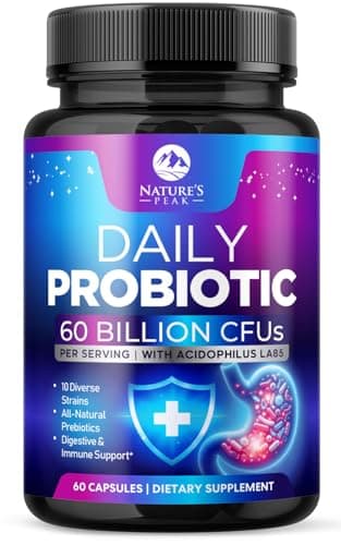 Probiotics 60 Billion CFU - 10 Strains + Digestive Enzymes & Prebiotics - Best Probiotic for Women & Men, Supports Immune, Gut Health, Occasional Constipation, Diarrhea, Gas & Bloating - 60 Capsules
