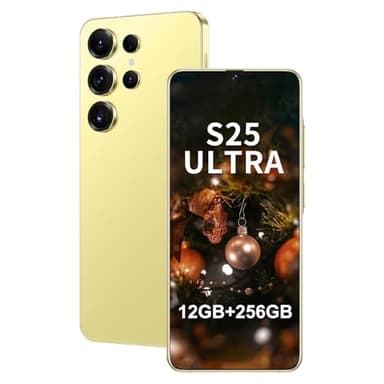 TOLLSEOOP Unlocked Cell Phones S25 Ultra 5G Smartphone Android 14 Unlocked Phones 12GB+512GB Snapdragon 8Gen3 7" HD Screen 48MP+108MP 6800mAh Support Dual SIM Fingerprint Lock GPS Face ID (Gold)