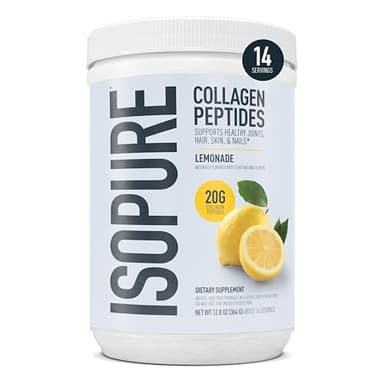 Isopure Collagen Peptides Powder, Promotes Hair, Nail, Skin and Joint Health, with Vitamin C and Biotin, Lemonade, 20g Collagen Peptides Per Serving, 11.36 Oz, 14 Servings (Packaging May Vary)