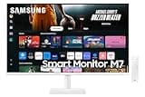 SAMSUNG 32-Inch M7 (M70D) Series 4K UHD Smart Monitor with Streaming TV, Speakers, HDR10, USB-C, Multiple Ports, Gaming Hub, SolarCell Remote, Vision Accessibility Tools, LS32DM703UNXZA, 2024, White