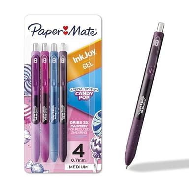 Paper Mate InkJoy Gel Pens Candy Pop Colors Medium (0.7mm) Point Retractable 4 Count