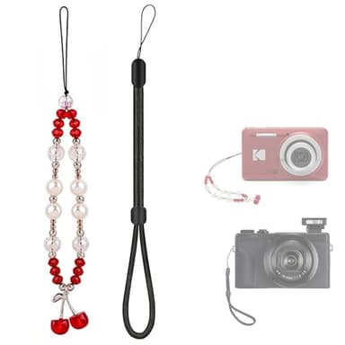 Vekniqo Wrist Strap Compatible with KODAK PIXPRO FZ55 FZ45 - Beaded Cute Cherry and Soft Adjustable Nylon Camera Wrist Strap Compatible with Canon G7 X Mark III,Powershot SX740 HS