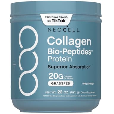 NeoCell Collagen Bio-Peptides Powder | 22oz | Super Hair, Skin, and Nails | Superior Absorption | Grassfed Protein Supplement | Advanced with 18 Essential Amino Acids