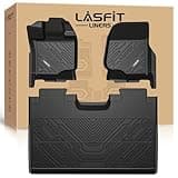 LASFIT Floor Mats for Ford F-150 2015-2025 | F150 Lightning 22-24 SuperCrew (Rear w/o Fold Flat Storage) All Weather Car Liners TPE Truck Mats - Front and Rear Row, 3pcs Black