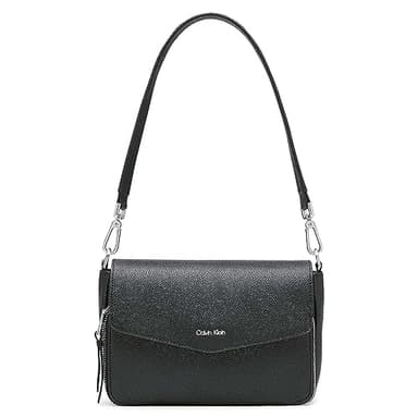 Calvin Klein Ava Novelty Demi Shoulder Bag, Black/Silver Textured, One Size