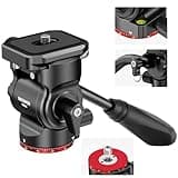 NEEWER Tripod Fluid Head Pan Tilt Head with Quick Release Plate and Handle, Metal Camera Tripod Head Compatible with Arca Swiss for Compact Video Cameras DSLR Cameras, Load up to 6.6lb/3kg, GM24