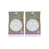 Scrub Daddy Dual-Sided Sponge and Scrubber- Scrub Mommy Dye Free - Scratch-Free Scrubber for Dishes and Home, Odor Resistant, Soft in Warm Water, Firm in Cold, Dishwasher Safe, 1ct (Pack of 2)