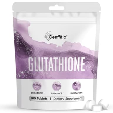 Cenffitio Glutathione Supplement – Skin Brightening Formula with Vitamin C, Niacinamide, Licorice Extract, Collagen & Hyaluronic Acid – for Skin Brightness, Radiance & Hydration – 180 Tablets