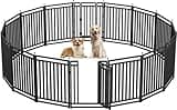 Petorldog Metal Dog Fence Outdoor for Yard Indoor Dog Playpen 40" Height 16 Panels Portable Puppy Playpen Pet Kennel Crate for RV Camping(Black-Silver)