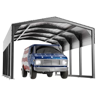 Metal Carport 12x20ft Heavy-Duty | Military-Grade Reinforced Garage Kits with Steel Roof & Hurricane | 100lbs/Sq.Ft Snow/RV/Camper/Truck/Tractor Shelter