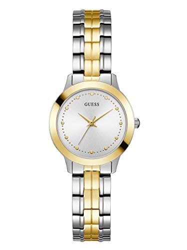 GUESS Classic Slim Stainless Steel + Gold-Tone Bracelet Watch. Color: Silver/Gold-Tone (Model: U0989L8)
