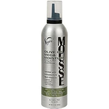 Vig~orol Olive Oil Mega Moisture Hair Styling Mousse, Moisturizing, Pump, Chemically Treated, 12oz.