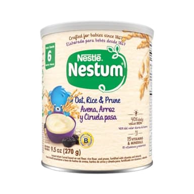 Nestle Nestum Oat, Rice & Prune Instant Infant Cereal 9.5 oz Cereal Canister (Pack of 1)