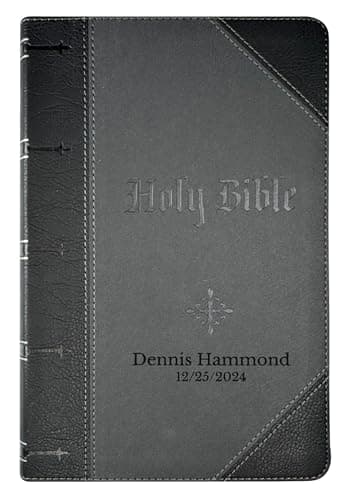 Personalized KJV Giant Print Bible King James Version Two-Tone Faux Leather Holy Bible with Custom Name Includes Up to 3 Rows of Text, Custom Gift for Christian & Religious Celebrations