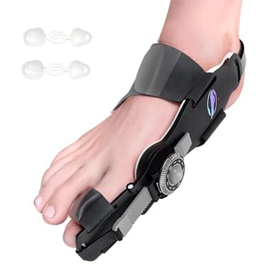 HUQKIYA Bunion Corrector for Women & Men - Bunion Fix for Hallux Valgus Pain Relief with Non-Slip Big Toe Separator, Adjustable Big Toe Straighter, Bunion Splints Fits Left & Right Feet (Black 1Pcs)