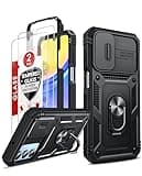 LeYi Compatible for Samsung Galaxy A15-5G Phone Case: Galaxy A15 5G Screen Protector Scratch Resistant [2 Packs] with A15 Case, Heavy Duty Shockproof para Basic Android Galaxy Phone Case A 15, Black