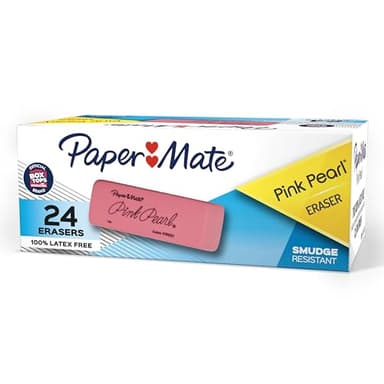Paper Mate Pink Pearl Erasers, Medium, 24 Count - Back to School, Classroom, Teacher Supplies