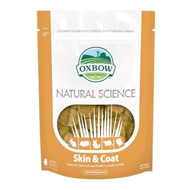 Oxbow Natural Science Skin & Coat Support, Supplement for Rabbit & Guinea Pig, Made with Oxbow Timothy Hay, Includes Palm Oil & Omega 3 & 6 Fatty Acids, Made in USA, 4.2 oz Bag