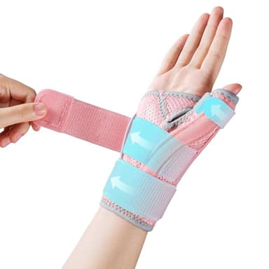 CURECARE New Upgraded Thumb Splint for Right & Left Hand, Reversible Thumb Brace for Arthritis Pain and Support, Thumb Stabilizer for Sprains, Tendonitis Relief, One Size Fits Any Hand (Pink)
