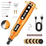 Tarlido Cordless Rotary Tool Kit, 3.7V 2.0Ah Rechargeable Battery, 18000RPM 5-Speed Multi Power Carving Tools, 31Pcs Accessories, Engraving, Sanding, Grinding, Polishing, Carving, Etching, DIY-Orange