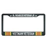 HOSNYE Disabled Vietnam Veteran License Plate Frame Metal License Plate Cover Front Plates Frames Car Tag Frame for Women Men US Vehicles Standard
