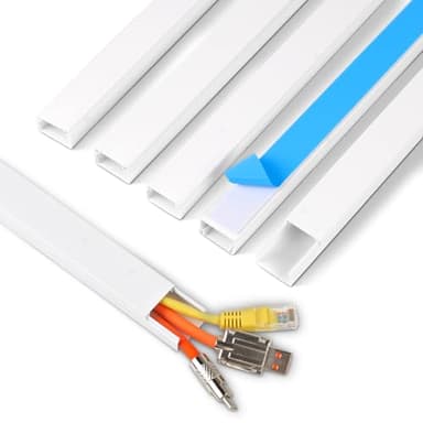 Rindion Cord Hider, 85.2in TV Cable Hider, Cord Covers for Wires on Wall, Wire Covers for Cords on Wall, Self-Adhesive Wire Hider for TV on Wall Cable Management, 6 x L14.2 x W0.94x H0.55in - White