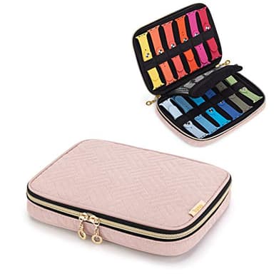 Teamoy Watch Band Storage Case Holds 12 Watch Straps, Travel Organizer Bag Compatible for All Series Apple Watch Bands or Smart Watch Bands, Misty Rose