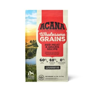 ACANA Wholesome Grains Dry Dog Food Red Meat & Grains Beef Pork & Lamb Recipe 22.5lb Bag