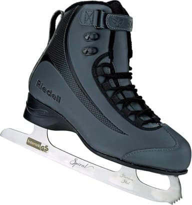 Riedell Soar Ice Skates for Men and Women - Sleek Insulated Skate Shoes with Foam-Backed Velvet Lining, PVC Soles, and Smooth Stainless Steel Blades - Onyx - Size 8