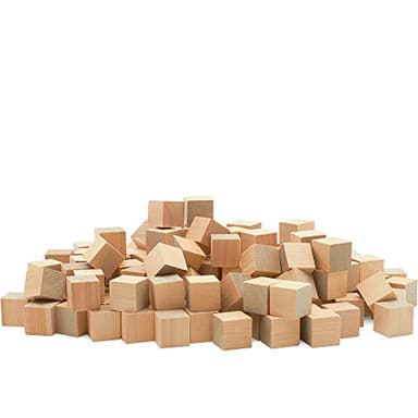DIY Wooden Cubes 3/4-inch, Pack of 100 Small Blank Wooden Blocks, Unfinished Wood Blocks for Crafts, STEM, Dice, and Building Blocks for Stacking, by Woodpeckers