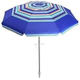7ft Beach Umbrella with Sand Anchor & Tilt, UPF 50+ Protection Beach Umbrellas for Sand, Beach Umbrellas for Heavy Duty Wind Portable with Carry Bag, for Patio Garden Pool, Dark Blue Stripes（Random pattern）