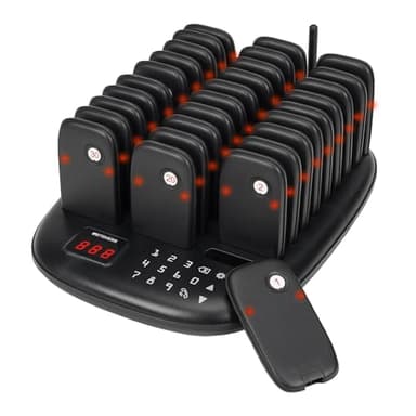 Retekess TD175P Restaurant Pager System Buzzers, Pagers for Restaurants, 500M-800M, Set with Vibration, Flashing and Buzzer, 30 Order Buzzers for Restaurant, Food Court, Firms