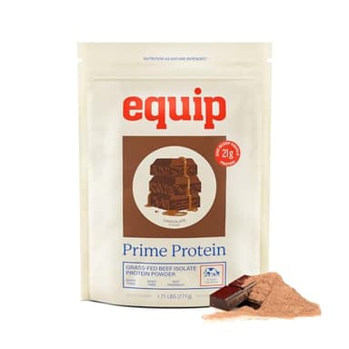 Equip Foods Prime Protein Powder | Clean, Grass Fed Beef Protein Powder | Carnivore Protein Isolate | Paleo, Keto Friendly | Gluten & Dairy Free | Helps Build & Repair Tissue | 30 Servings, Chocolate