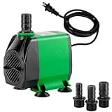 Simple Deluxe 10ft High Lift 800GPH 24W Water Table Pump (3000L/H) with 3 Nozzles, Perfect for Fish Tank, Pond, Aquarium, Statuary, Hydroponics, Fountain, Green
