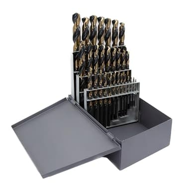 Drill America 29 Piece Heavy Duty High Speed Steel Drill Bit Set with Black and Gold Finish in Metal Case (1/16" - 1/2" x 64ths), KFD Series