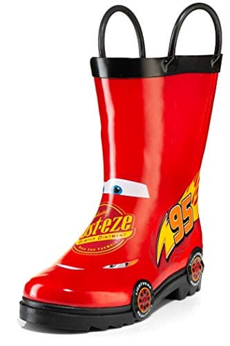 Disney Cars Lightning McQueen Rust-eze Boys' Waterproof Easy-On Red Rubber Rain Boots - Size 9 Toddler