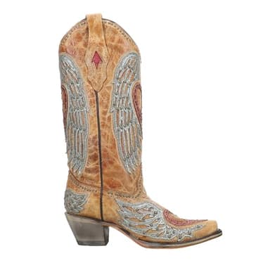 Corral Women's Sand Heart & Wings Overlay & Embroidery & Studs, Size: 7, Width: M (A4235-M-7)