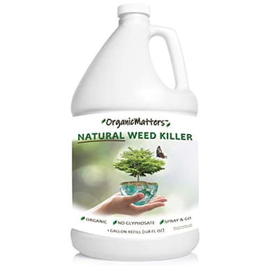 OrganicMatters Natural Weed Killer Spray, Contains No Glyphosate, People, Pets and Planet, Results in Less Than 24-Hours (128 oz Gallon Refill)