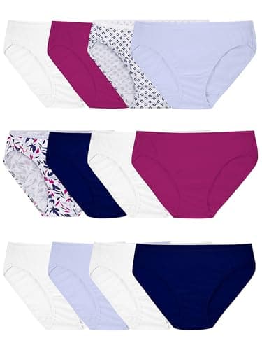 Fruit of The Loom Women's Fruit of The Loom Women's Assorted Cotton Bikini, 12 Pack Underwear, Assorted, 7