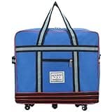 Radefasun Expandable Extra Large Travel Oxford Duffel Bag with Wheels Waterproof Lightweight Traveling Foldable Suitcase (Blue, L*W: 48 * 25cm, H:42—80cm)