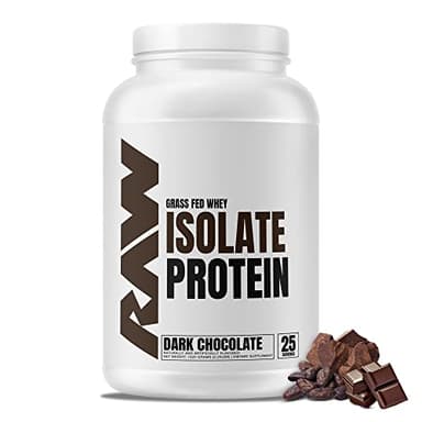 RAW Whey Isolate Protein Powder, Dark Chocolate - 100% Grass-Fed Sports Nutrition Whey Protein Powder for Muscle Growth & Recovery - Low-Fat, Low Carb, Naturally Flavored & Sweetened - 25 Servings