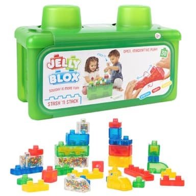Goliath Jelly Blox Stash 'N Stack 2-in-1 Storage Case | Toddler & Preschool Building Blocks Kids Can Squeeze, Stretch, Squish | MESH ACCREDITED | Safety Tested & Ouch-Free | Sensory Play for Ages 2+
