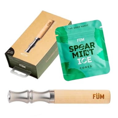 FÜM Prominent Flavored Air Device | Naturally Switch from Bad Habits | Maple Barrel and Stainless Steel Mouthpiece (Prominent & Spearmint)