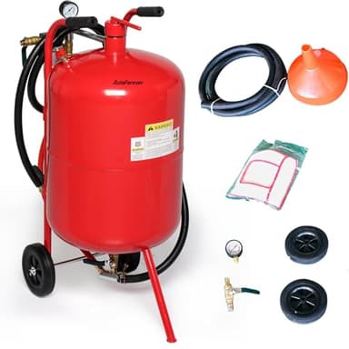 AutoForever 10 Gallon Pot Sand Blasting Machine,125 PSI High Pressure Air Sand Blasting Kit w/4 Ceramic Nozzles,Portable Abrasive Blaster for Special Surface Treatment and Stain Removal Paint ﻿